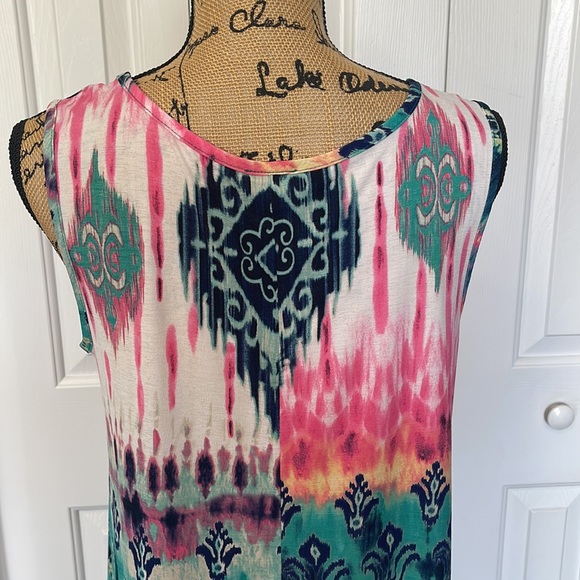 NWOT R.Rouge Multicolor Pattern Sleeveless Tunic - Picture 7 of 8